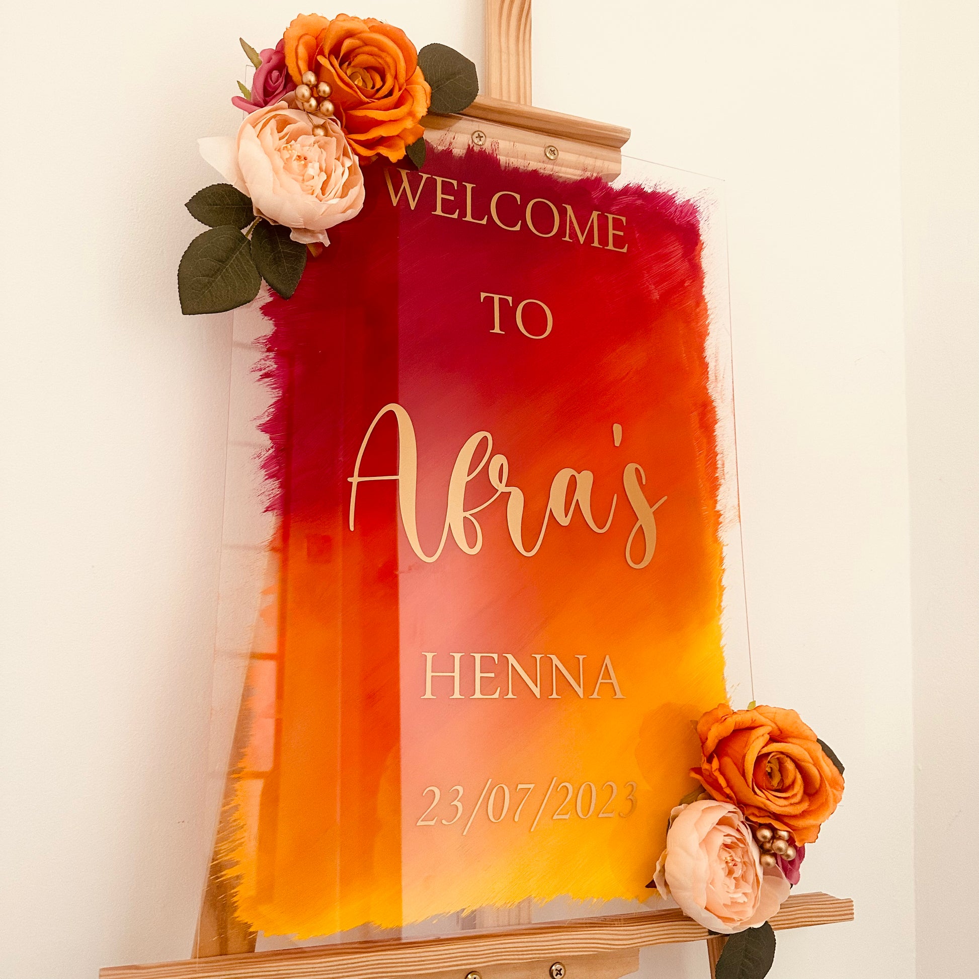 Mehndi Colour Themed Wedding Welcome Sign