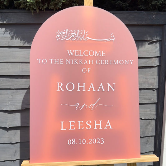 Personalised Arched Coloured Wedding Welcome Sign