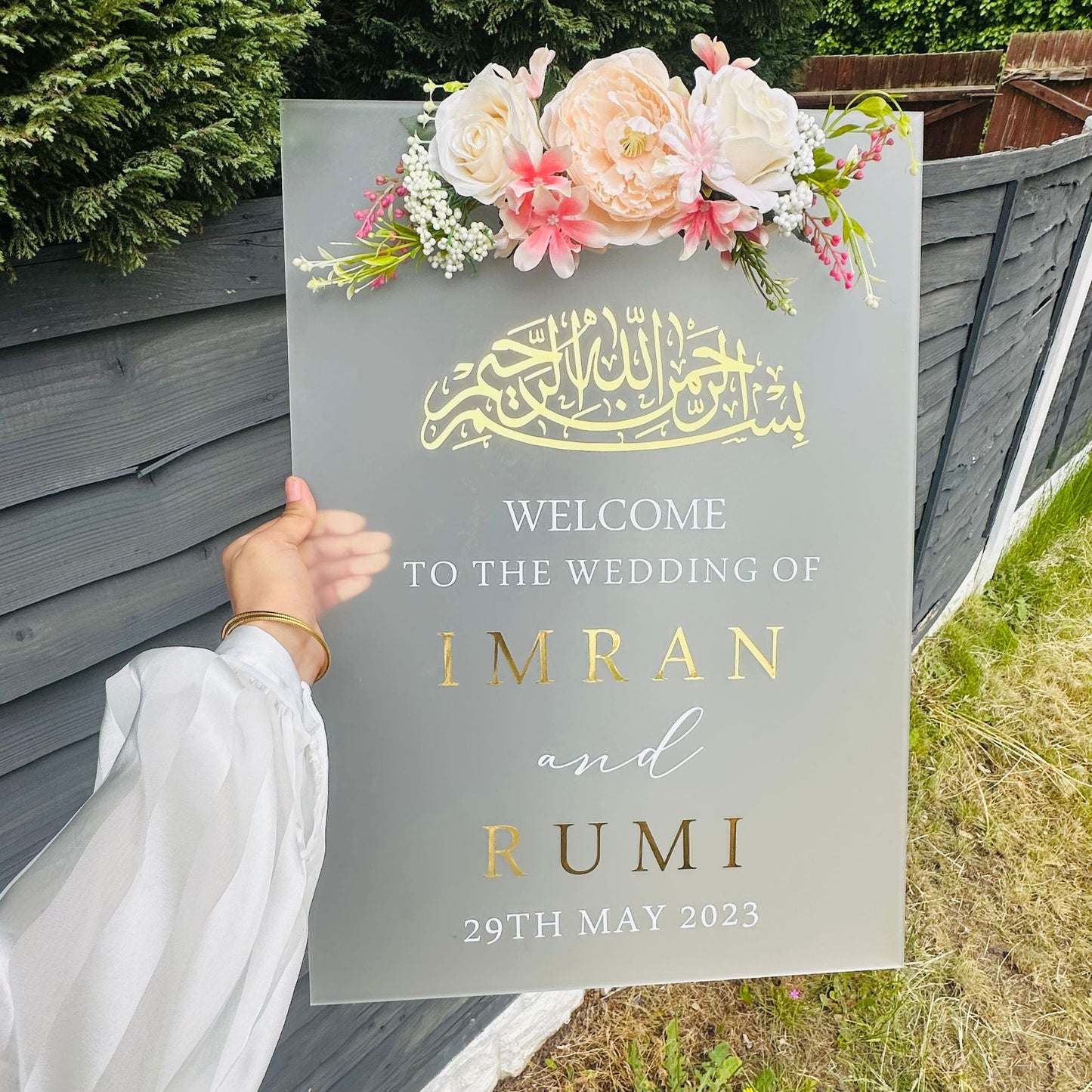 WeddingLuxStudio Frosted Bismillah Wedding Welcome Sign