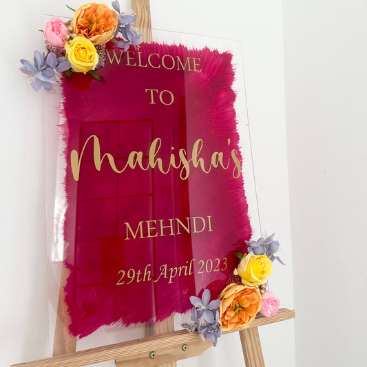 Wedding lux studio Personalised Mehndi Wedding Welcome Sign